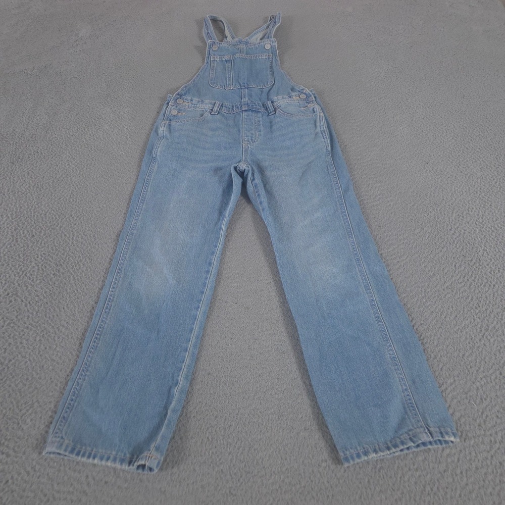 Old Navy Overalls Girls L 10-12 Blue Slouchy Straight Light Wash Cotton Denim